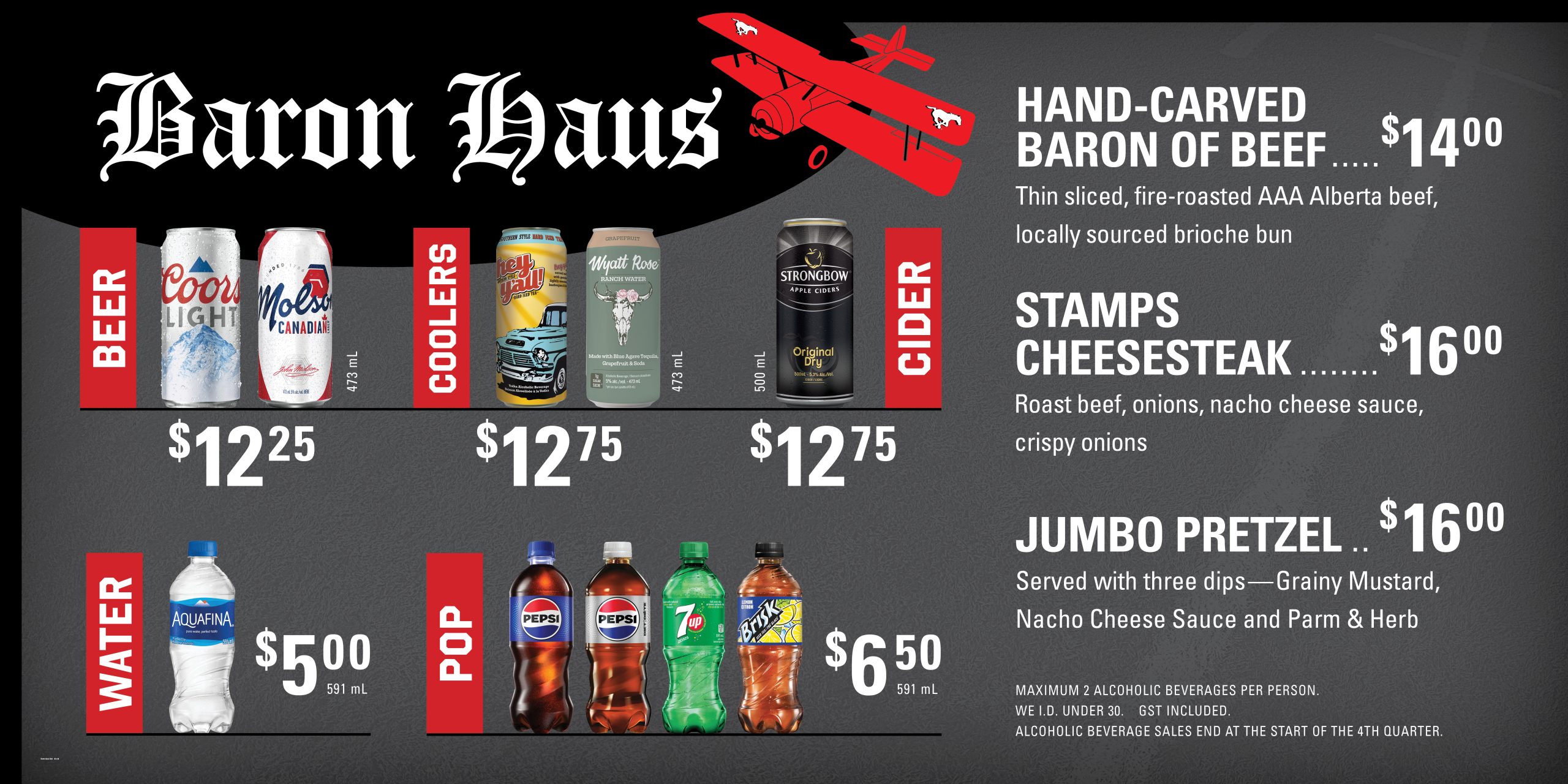 Baron Haus menu
